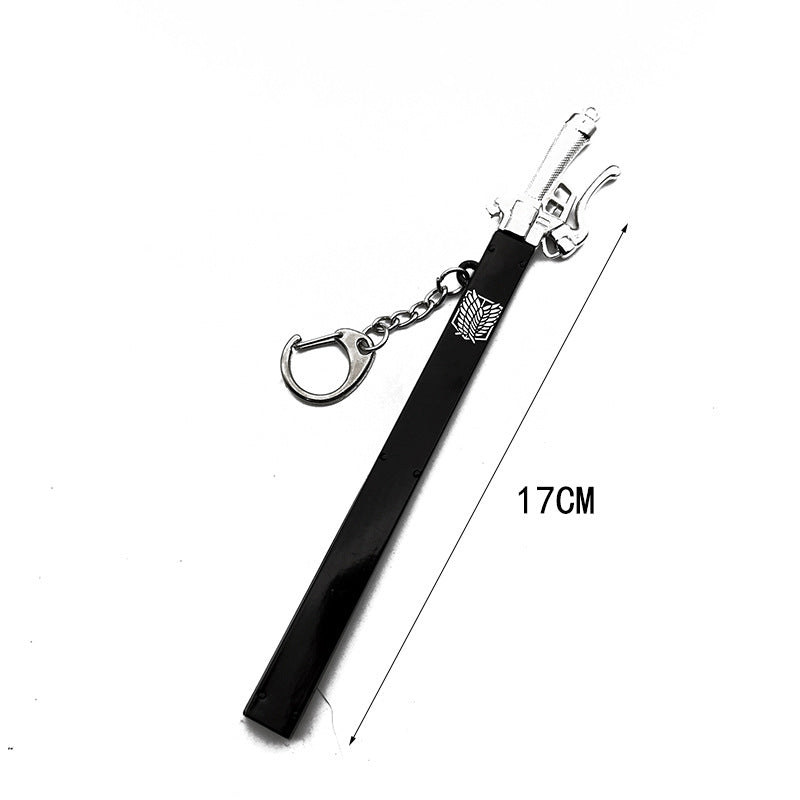 Wholesale Anime Titan Wings of Liberty Eren Mikasa Sword Metal Model Keychain